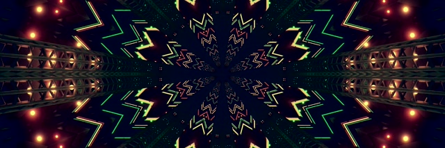 Neon Tunnel Grøn Zigzag Pauseskærm 3:1 Triple Wide 60fps VJ Loop