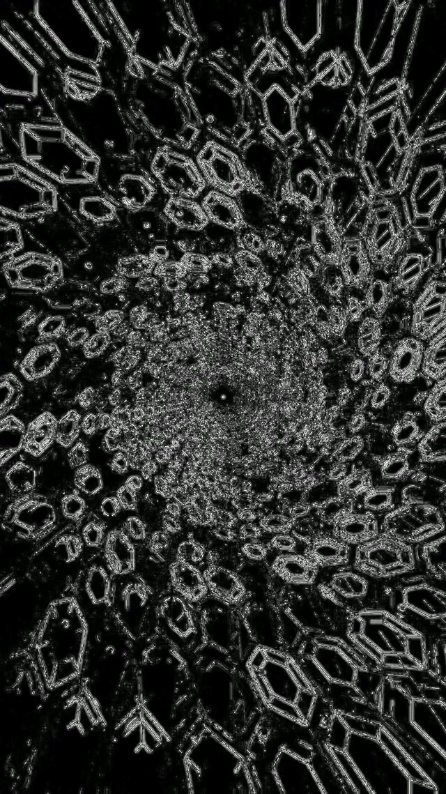 Sort Neon Tunnel Heksagon Pauseskærm 60fps 9:16 Reels VJ Loop