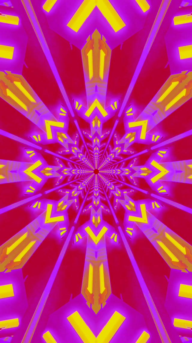 Vj loop Neon Tunnel Kaleidoskop Stjerne Eksplosion 9:16 reels 60fps Pauseskærm