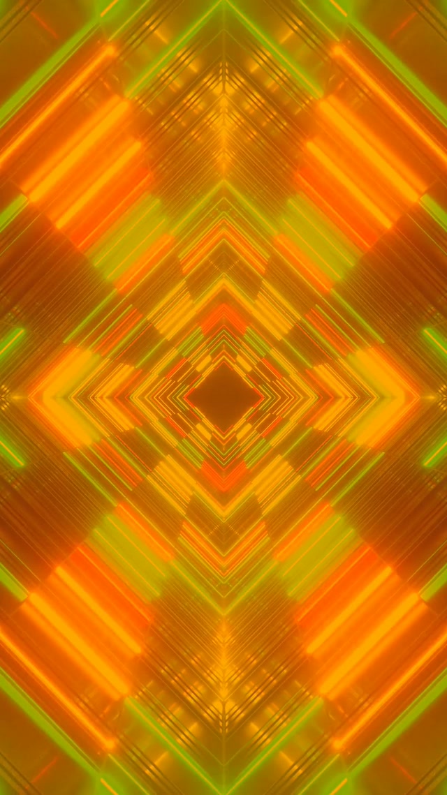 Neon Tunnel Diamant Vortex Vj Loop 9:16 Reels 60fps Pauseskærm Orange Grøn