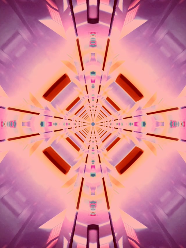 Neon Tunnel Kaleidoskop Diamant Burst VJ Loop 3:4 iPad Portrait 60fps Pauseskærm