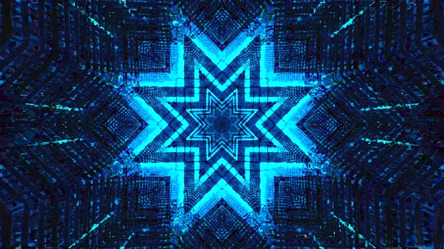 Blauer Geometrischer Kaleidoskop VJ Loop - Abstract Digitales Kristall Muster
