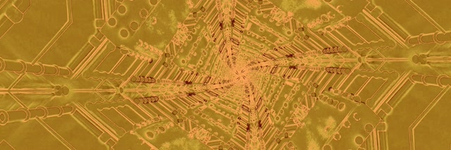 Goldene Schaltkreis Neon Tunnel Kaleidoskop VJ Loop 3:1 Triple Wide 60fps Bildschirmschoner