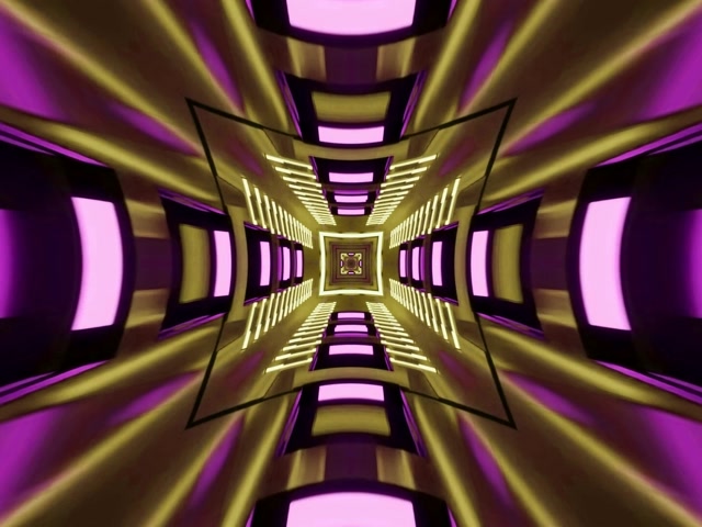 Vj loop Neon Tunnel Gold Lila Kaleidoskop 4:3 classic 60fps Bildschirmschoner