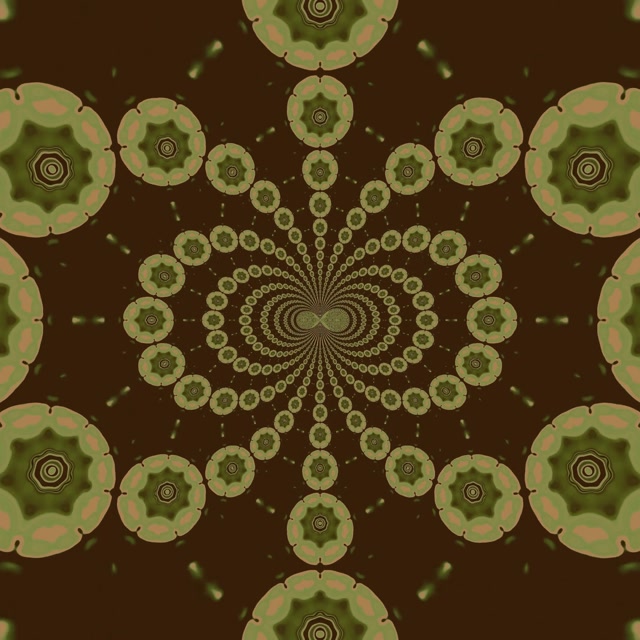 Vj Loop Neon Tunnel Mandala Kaleidoskop Braun Grün 1:1 Square 60fps Bildschirmschoner