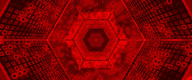 Roter Hexagon Neon Tunnel VJ Loop 2.39:1 Cinemascope 60fps Bildschirmschoner