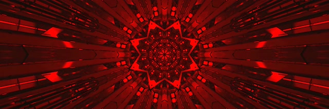 Roter Neon Tunnel Kaleidoskop Bildschirmschoner 3:1 Triple Wide 60fps VJ Loop