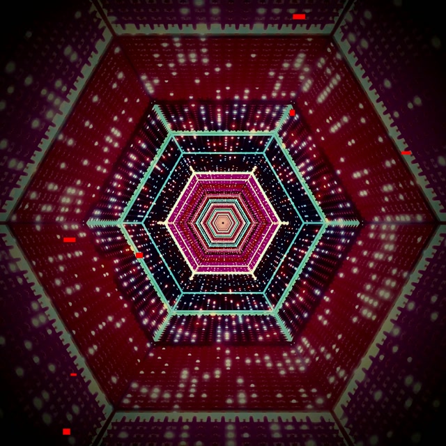 VJ Loop Neon Tunnel Hexagon Wirbel Lila Rot 1:1 Square 60fps Bildschirmschoner