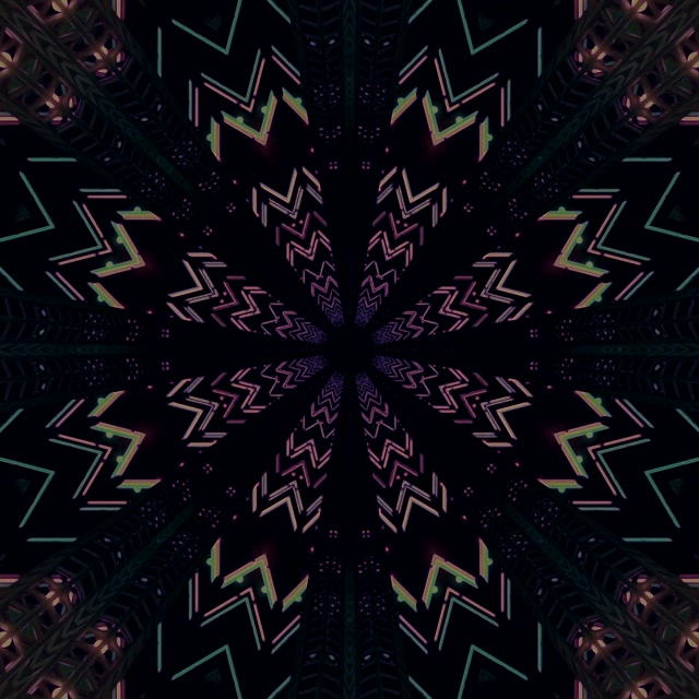Neon Tunnel Fractal Kaleidoscope Star Vj Loop 1:1 Square 60fps Screensaver