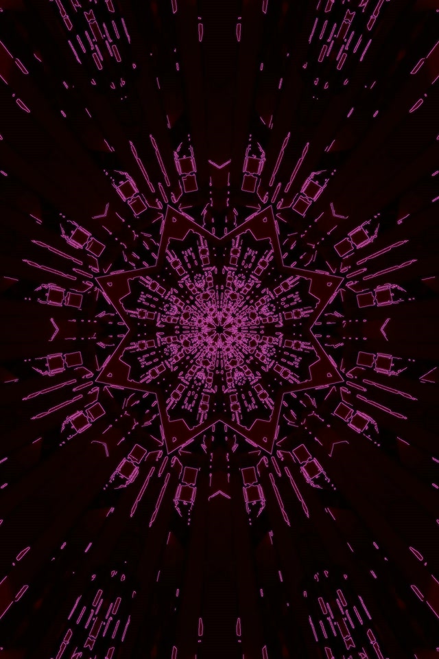 Neon Tunnel Rosa Kaleidoskop Stern VJ Loop 2:3 Photo Portrait 60fps Bildschirmschoner