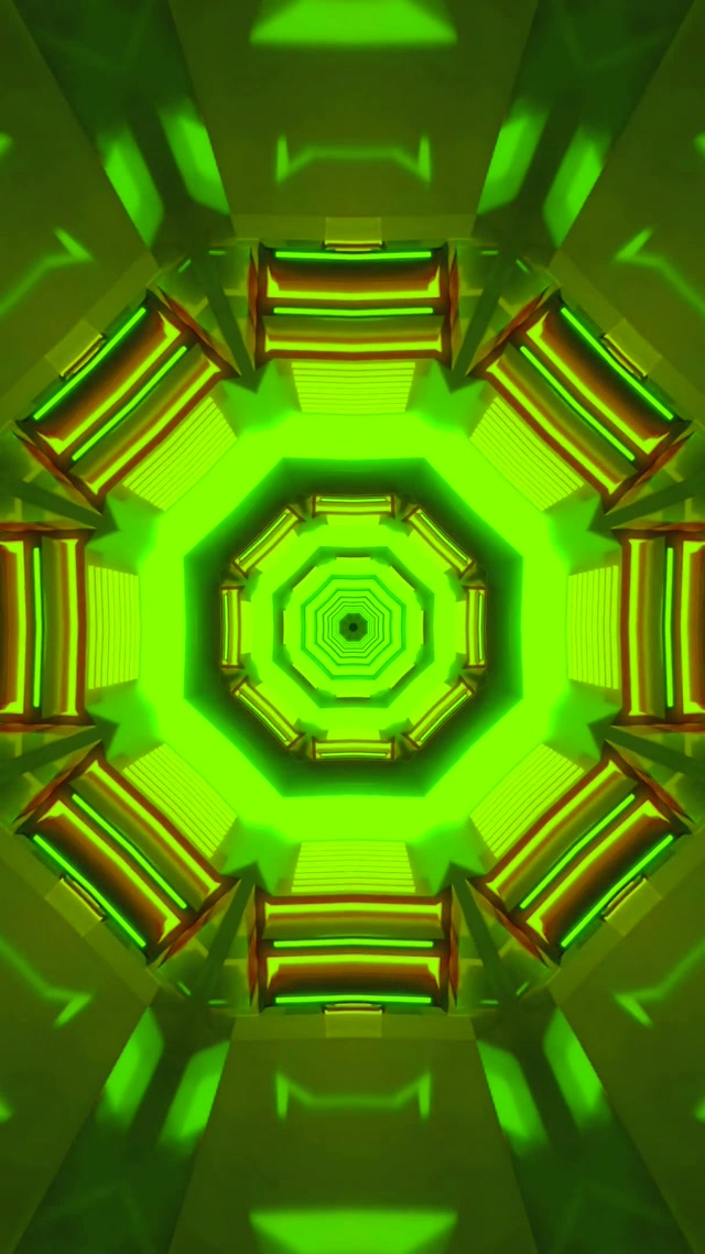 Neon Tunnel Oktagon Vortex Vj Loop 9:16 Reels 60fps Bildschirmschoner Grün