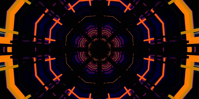 Neon Tunnel Orange Achteck Raster VJ Loop 2:1 Univisium 60fps Bildschirmschoner