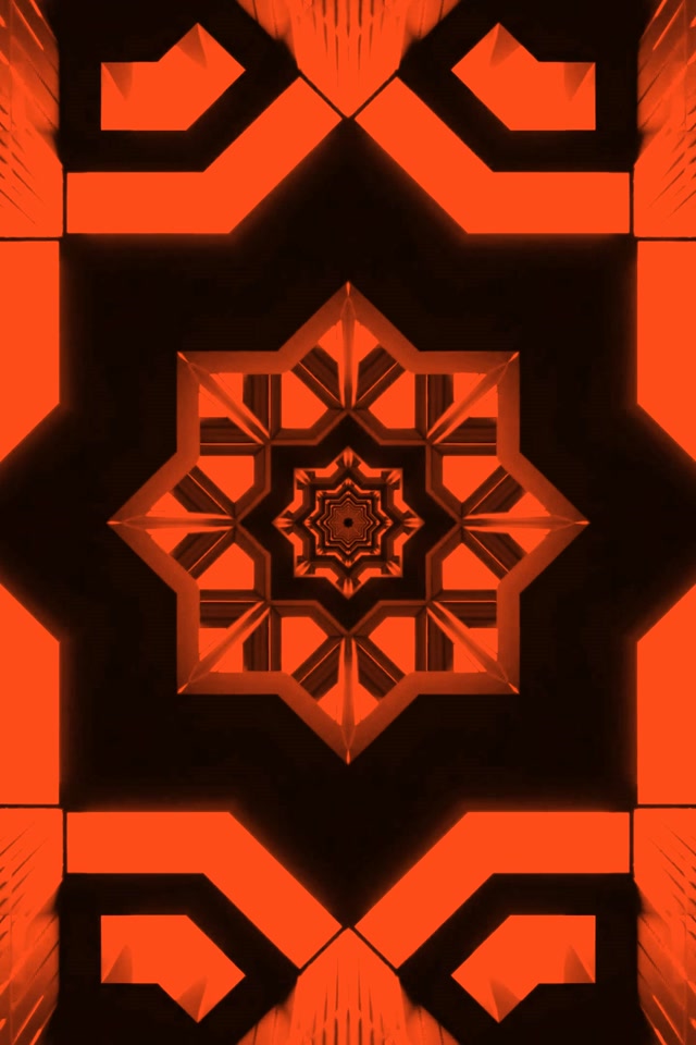 Neon Tunnel Orange Stern Mandala VJ Loop 2:3 Photo Portrait 60fps Bildschirmschoner