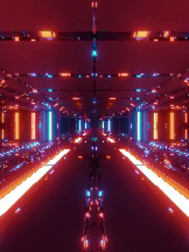 Neon Tunnel Pixel Grid VJ Loop 60fps 3:4 iPad Portrait Screensaver