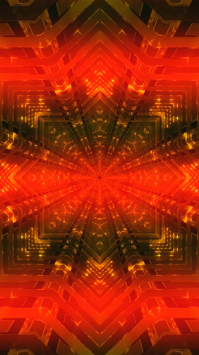 Neon Tunnel Feuriges Kaleidoskop Burst VJ Loop 9:16 Reels 60fps Bildschirmschoner