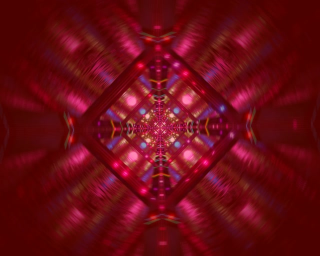 Neon-Tunnel Red Diamond Kaleidoscope VJ Loop 5:4 Industrial 60fps Screensaver