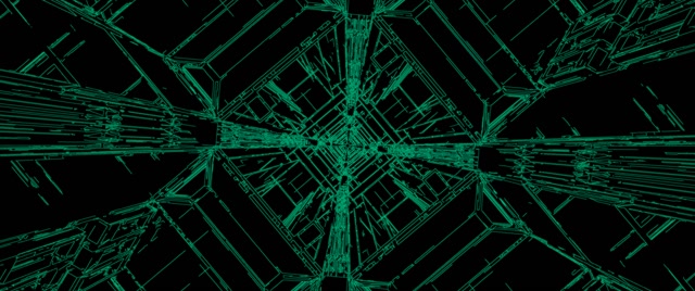 Neon Tunnel Grünes Gitter Vortex VJ Loop 2.39:1 Cinemascope 60fps Bildschirmschoner