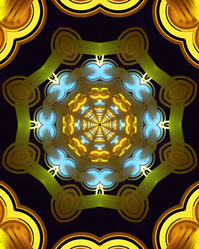 Gold Blauer Neon Tunnel Kaleidoskop Bildschirmschoner 4:5 Instagram 60fps VJ Loop
