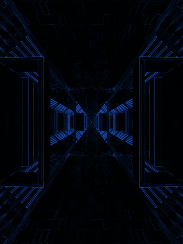 Neon Tunnel Blauer Korridor VJ Loop 60fps Bildschirmschoner 3:4 iPad Portrait