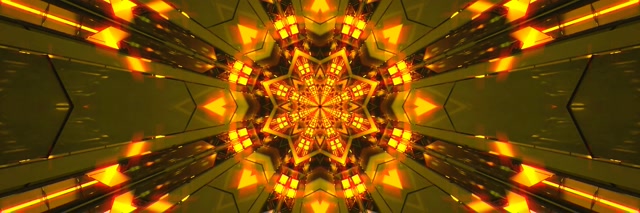 Neon Tunnel Goldener Stern Kaleidoskop VJ Loop 3:1 Triple Wide 60fps Bildschirmschoner