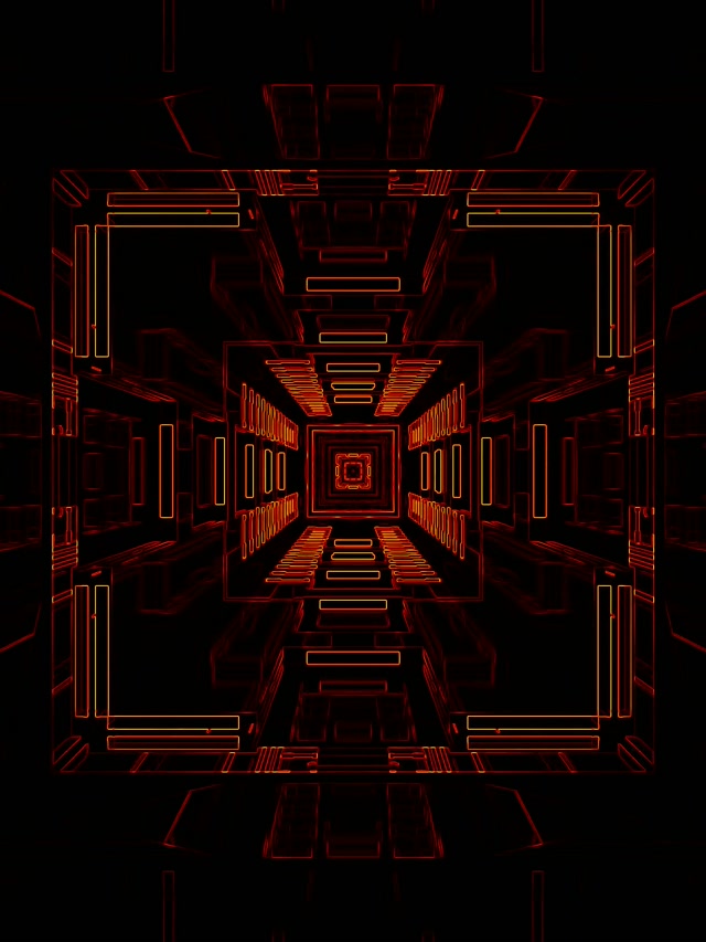 Red Neon Tunnel Recursive Square Vortex VJ Loop 3:4 iPad Portrait 60fps Screensaver