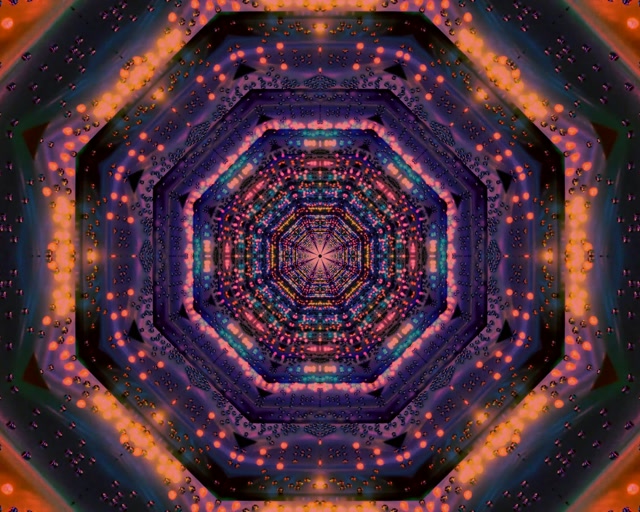 Neon Tunnel Oktagon Kaleidoscope 60fps 5:4 industrial Bildschirmschoner VJ Loop