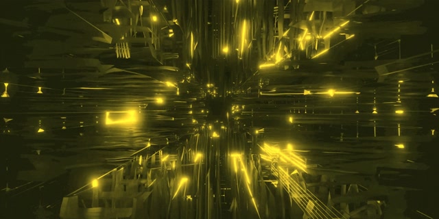 2:1 Neon Tunnel Loderndes Gelbes Stachel Gitter Bildschirmschoner 60fps Motion Background