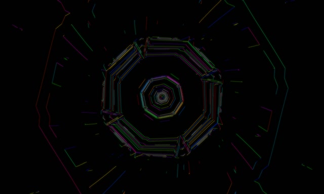 Octagonal Neon Tunnel 5:3 Wide 60fps Screensaver VJ Loop Motion Background