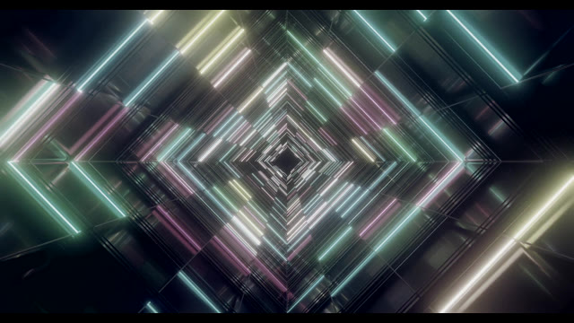 Neon Geometrischer Diamant Tunnel VJLoop - Abstrakte Lichtstreifen Motion Hintergrund