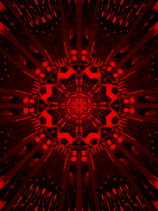 Roter Fraktal Kaleidoskop Neon-Tunnel VJ Loop 3:4 iPad Portrait 60fps Screensaver