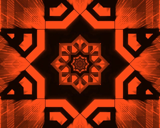 VJ Loop 5:4 industrial 60fps Neon Tunnel orange geometrischer Stern Bildschirmschoner