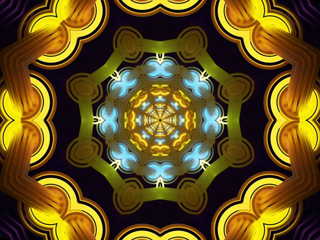Gold Blau Neon Tunnel Kaleidoskop Bildschirmschoner 4:3 Classic 60fps VJ Loop