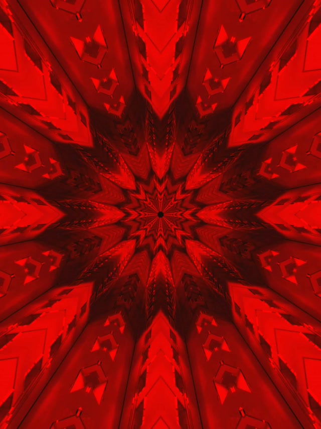 Roter Neon-Tunnel Stern Kaleidoskop Screensaver 3:4 iPad Portrait 60fps VJ Loop