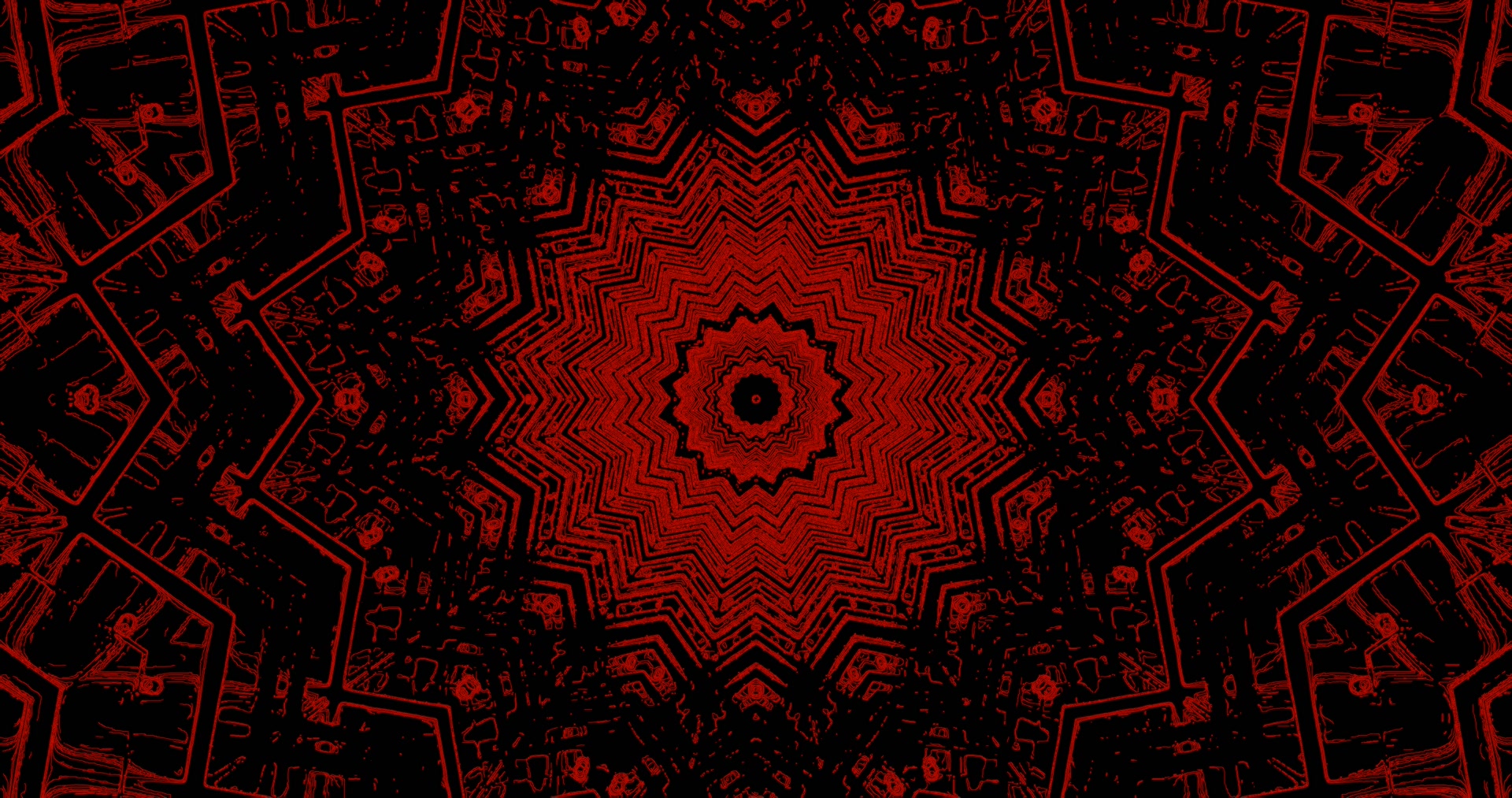 Σκοτεινό Κόκκινο Mandala Neon Tunnel 4K UHD 60fps Προφύλαξη Οθόνης Laptop