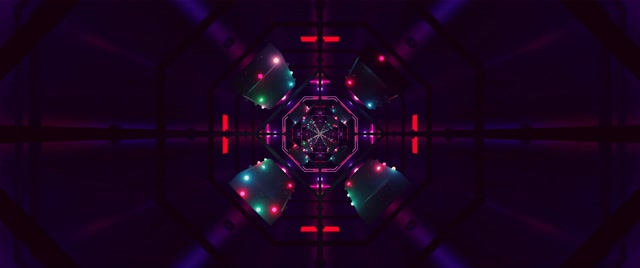 Neon Tunnel Purple Octagon Screensaver 60fps 2.39:1 Cinemascope VJ Loop