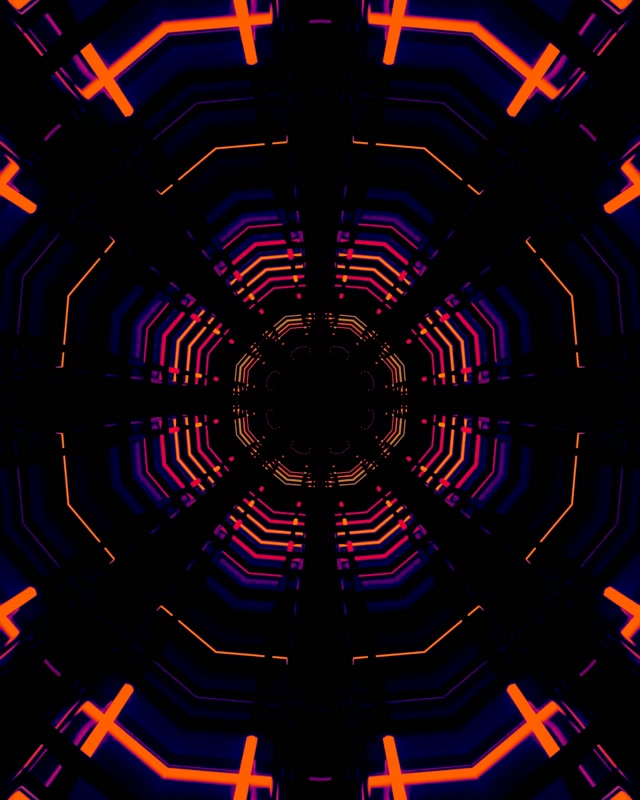 Νέον Τούνελ Οκτάγωνο Πλέγμα VJ Loop 4:5 Instagram 60fps Προφύλαξη Οθόνης