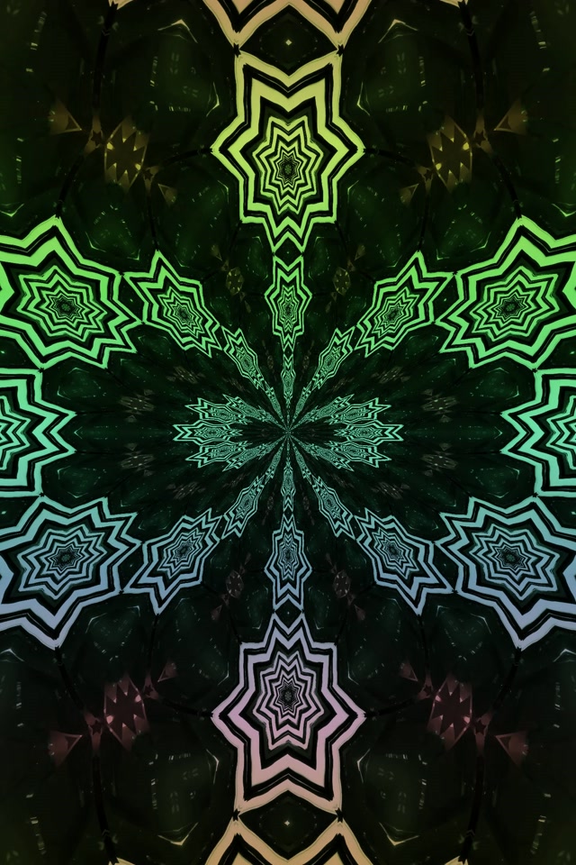 Neon Tunnel Fractal Star Caleidoscope 2:3 Photo Portrait 60fps Screensaver Vj Loop