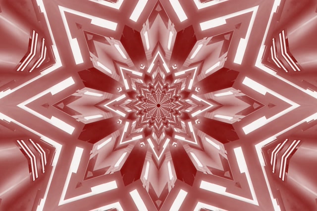 Neon Tunnel Red Star Kaleidoscope VJ Loop 3:2 Surface 60fps Προστήρια