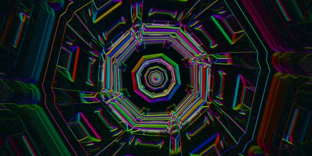Neon Tunnel Octagon Vortex Loop 2:1 Univisium 60fps Screensaver VJ Animation