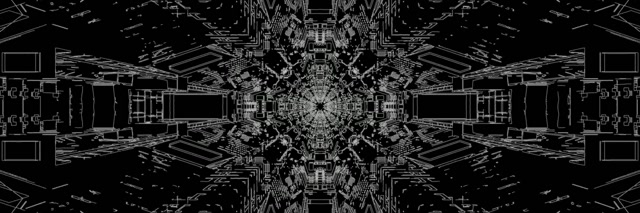 Νέον Τούνελ Φράκταλ Blueprint Καλειδοσκόπιο 3:1 Triple Wide 60fps Προφύλαξη Οθόνης Vj Loop