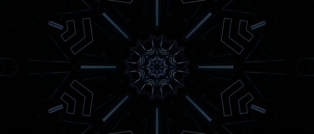 Neon Tunnel Σκούρο Μπλε Φράκταλ Καλειδοσκόπιο VJ Loop 21:9 Ultrawide 60fps Προφύλαξη Οθόνης