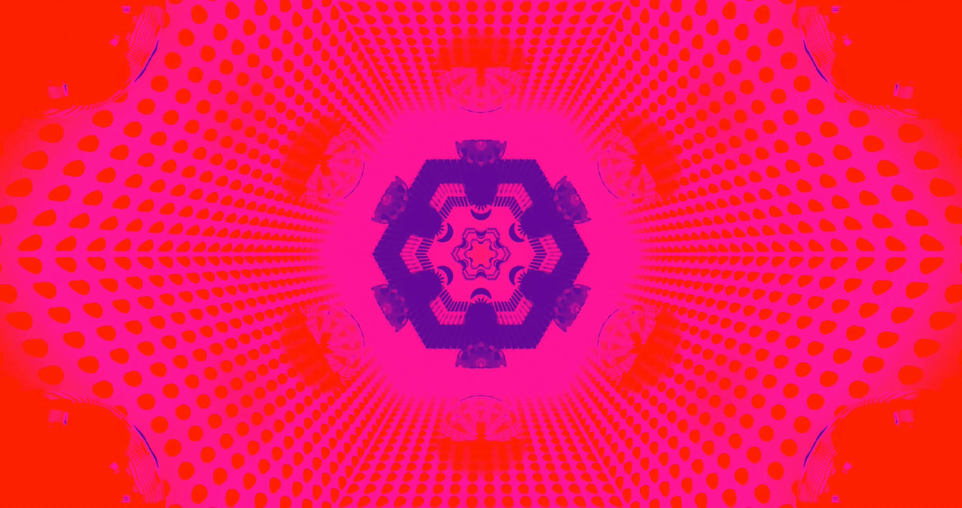 Túnel Neón Rosa Rojo Caleidoscopio Salvapantallas 4K UHD 60fps VJ Loop