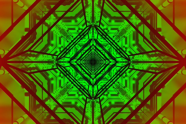 Túnel Neón Verde Rojo Diamante Salvapantallas 3:2 Surface 60fps VJ Loop