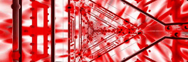 Túnel de Neón Rojo VJ Loop 3:1 Triple Ancho 60fps Salvapantallas Vórtice Triángulo Ciencia Ficción