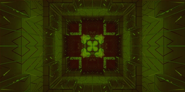 Túnel de Neón Verde Cruz Fractal Vj Loop 2:1 Univisium 60fps Salvapantallas