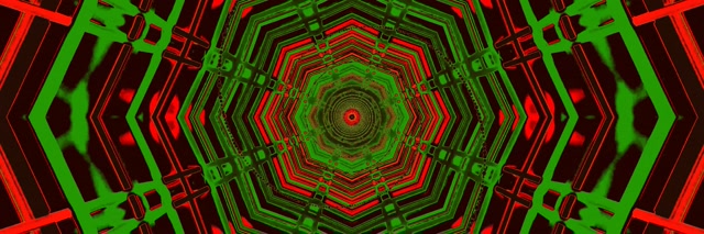 Túnel de Neón Octágono Caleidoscopio 3:1 Triple Ancho 60fps Salvapantallas Vj Loop