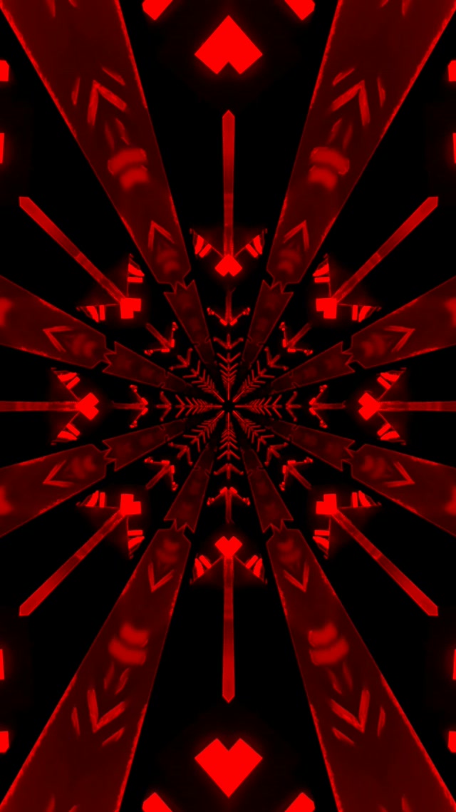 Túnel Neón Rojo Caleidoscopio Vórtice Espada VJ Loop 9:16 Reels 60fps Salvapantallas
