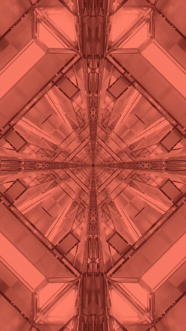 Túnel Neón Coral Caleidoscopio Cruz VJ Loop 9:16 Reels 60fps Salvapantallas