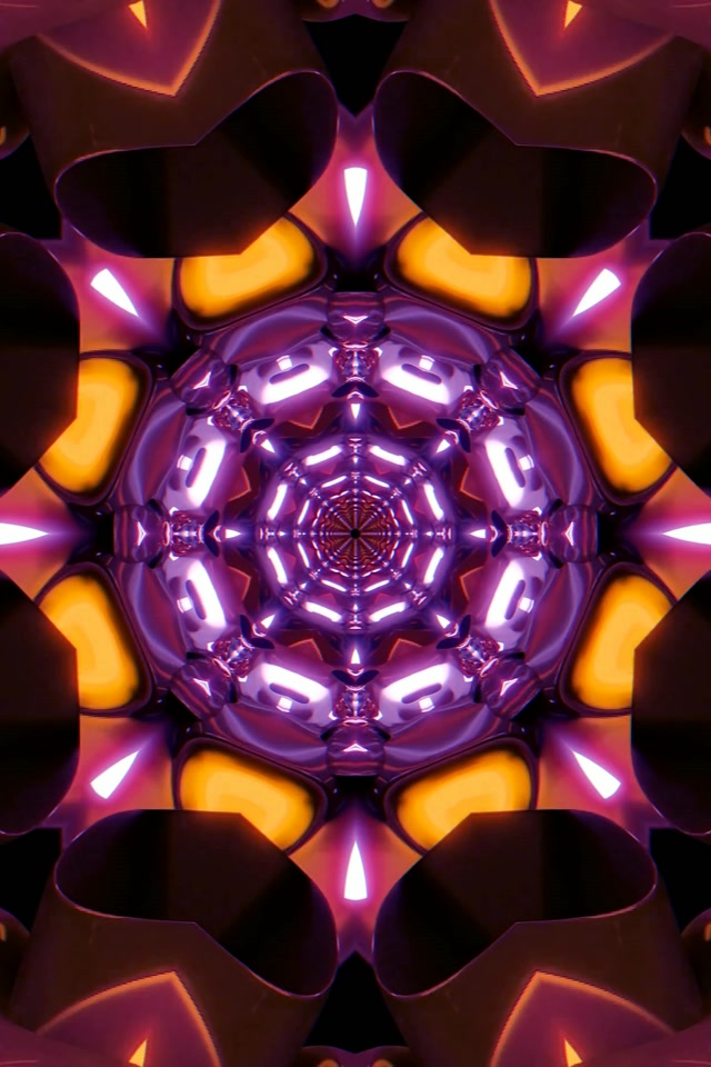 Túnel Neón Púrpura Naranja Caleidoscopio Protector de Pantalla 60fps 2:3 Foto Retrato Vj Loop