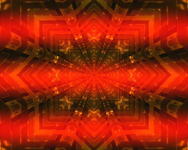 Túnel Neón Rojo Estrella Caleidoscopio 5:4 Industrial 60fps Salvapantallas VJ Loop